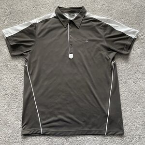J Lindeberg Polo Shirt Mens XL Gray Short Sleeve Poly Field Sensor Golf Casual